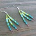 Green to Blue Ombre Earrings - Dangle Earrings, Green Recycled Glass Beads, Blue Recycled Glass Beads, Brown Hemp