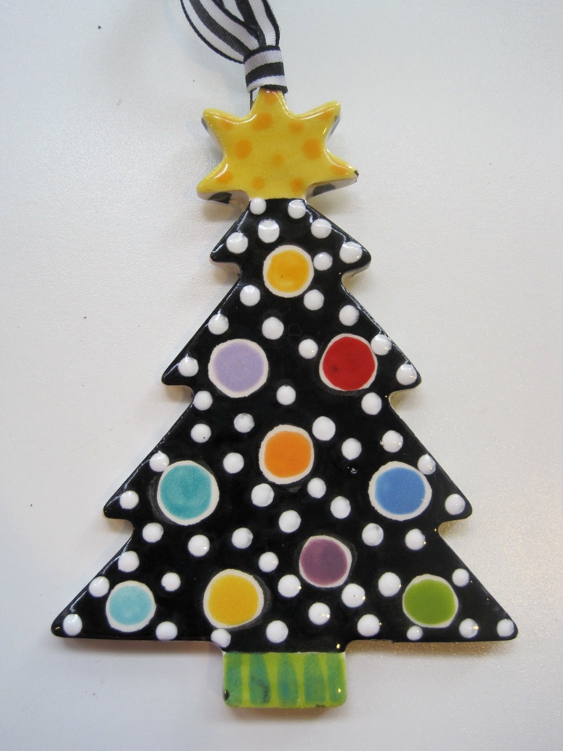 whimsical christmas tree ceramic ornament whimsical christmas tree ceramic ornament