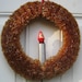 Six (6) vintage Cellophane Christmas Wreaths Faded amber color Seasonal Decor Thanksgiving Fall Autumn 1950's Mid Century Holiday Decoration