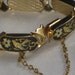 Vintage Damascene Bracelet Bird and Flower Black and Gold