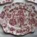 RESERVED English Transferware Platter Cabbage Roses and Flowers Red and White Large Rectangle Plate Johnson Brothers english Chippendale