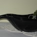 Vintage Black Glass Vase Compote Fruit Bowl Large Oblong Modern Art Deco Bouquet Centerpiece Pottery Ceramic