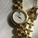 Vintage Anne Klein Ladies Quartz Wrist Watch Flexible Bright Gold Tone Chain Link Bracelet Band with Safety Chain Elegant Womans Watch