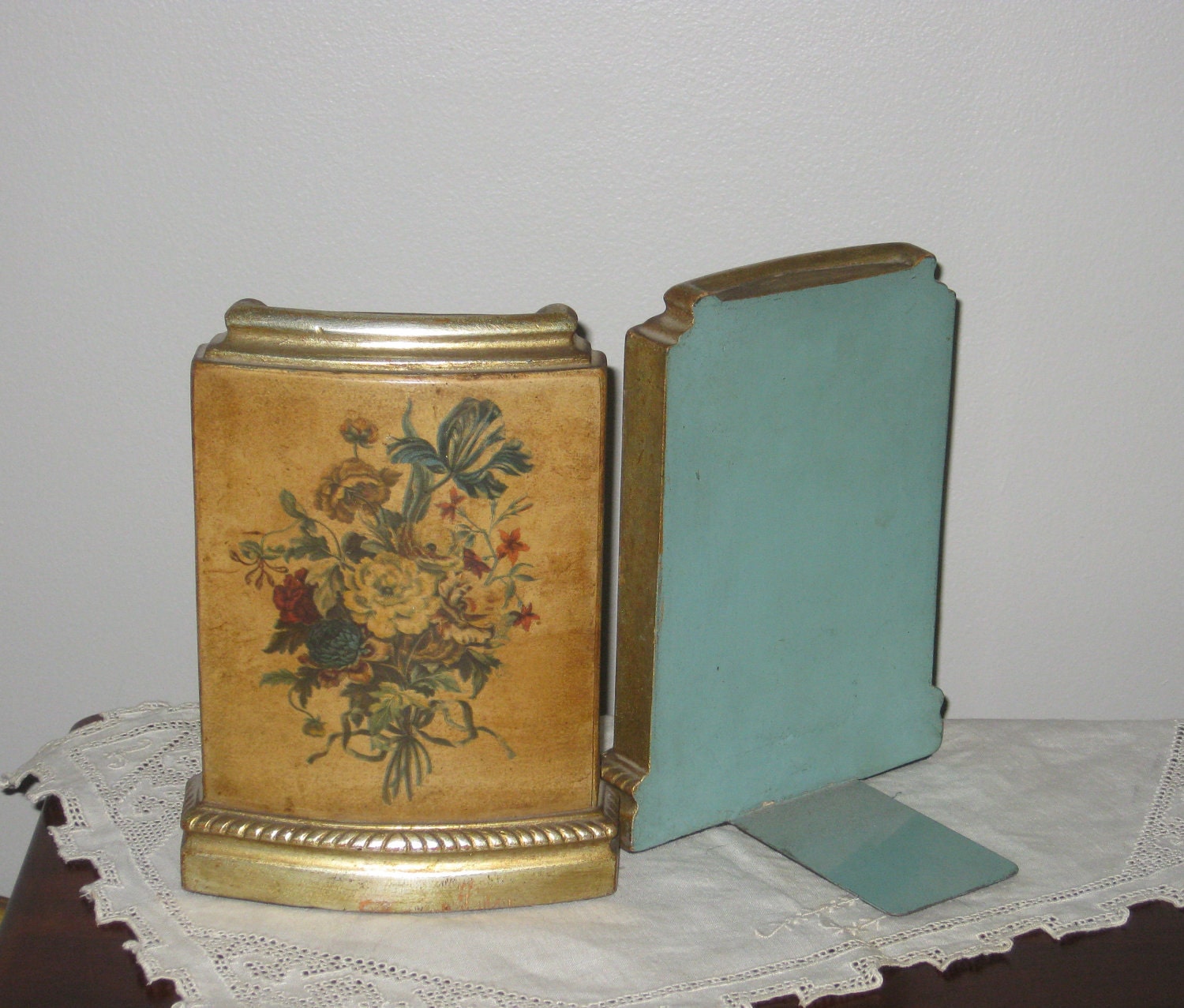 Vintage Floral Bookends 1960