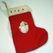Vintage Small Red White Christmas Stocking Snowman