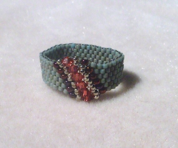 Items similar to Woven Crystal Ring-Padparadscha on Etsy