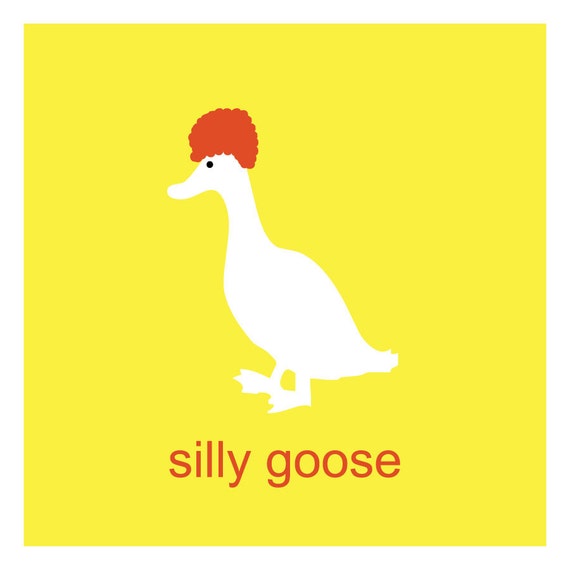 Silly Goose Art Print Nursery Art Child's Room by tinoiseau