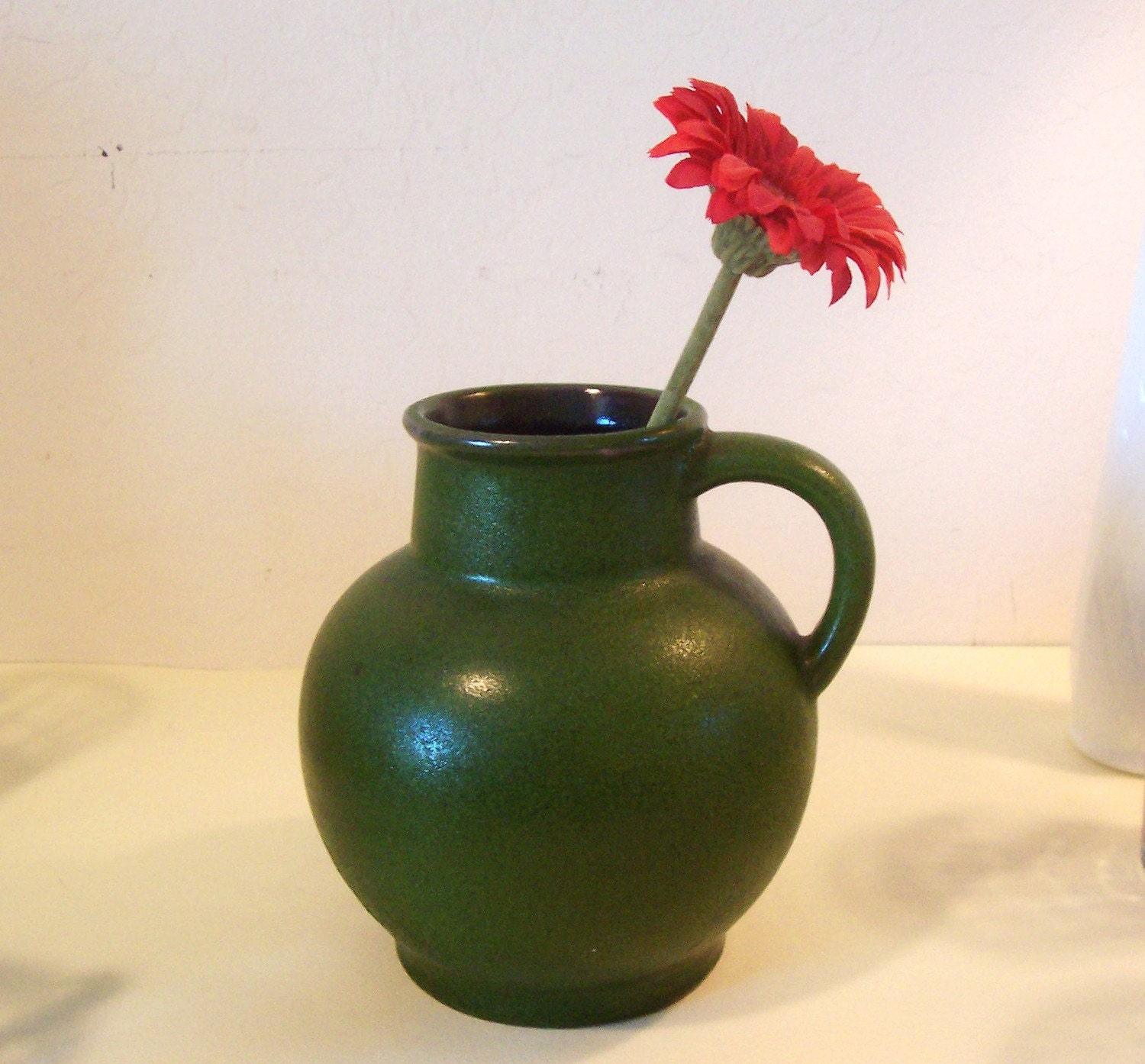 Vintage Green Pottery Pitcher Made in West Germany by ClairesFaire
