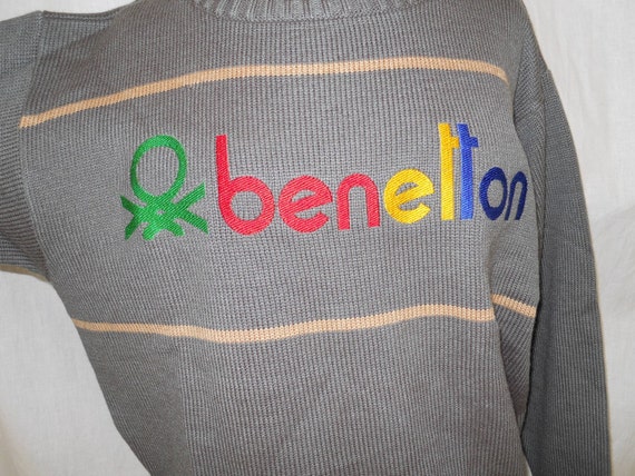 logo ut vintage Benetton Logo 80s Vintage sweater L slouch Boyfriend