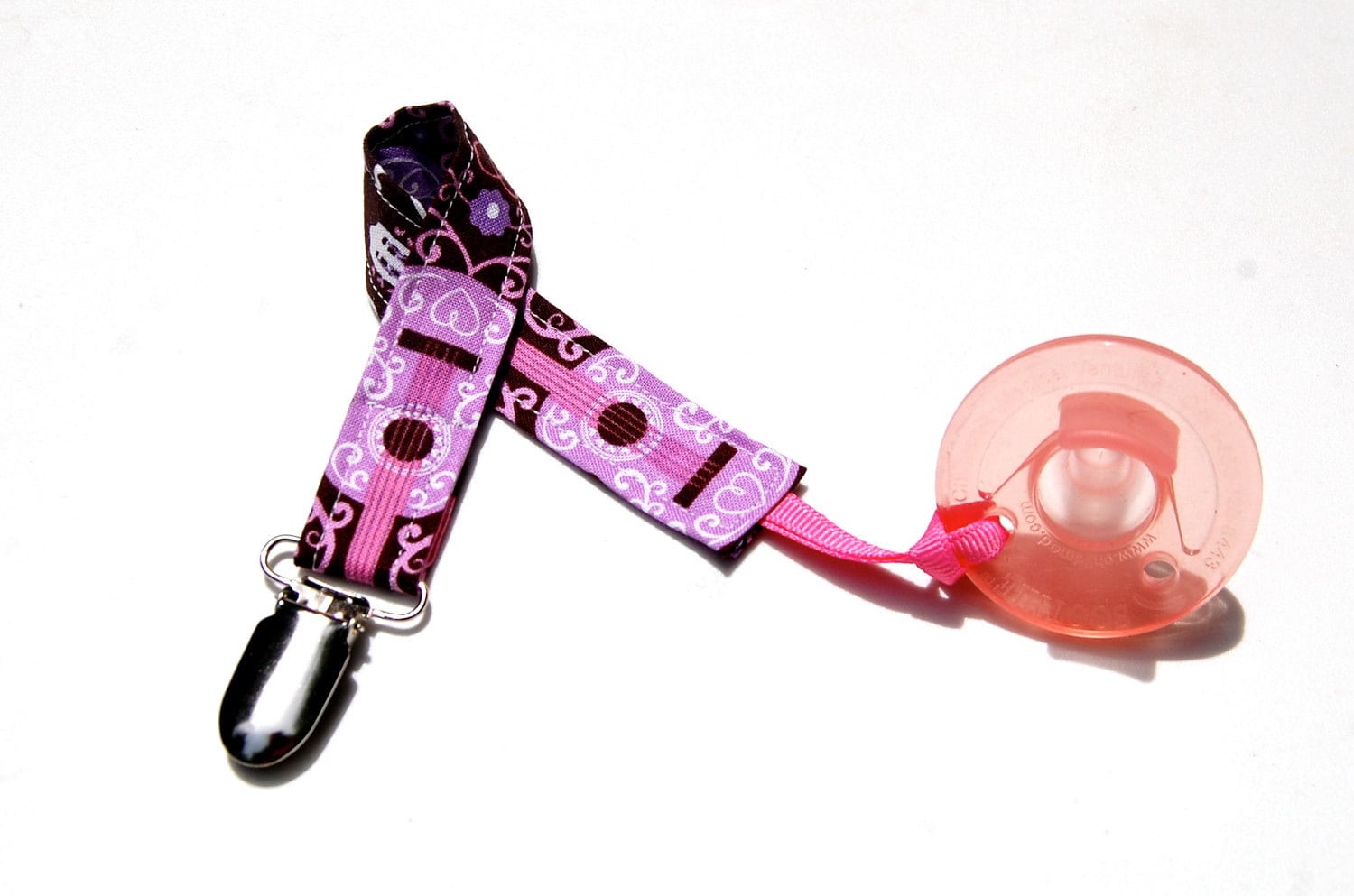 Soothie Pacifier Clip for Baby Girl Sweet Guitars Gumdrop