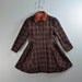 1950s / 50s little GIRLS wool plaid swing COAT - vintage girls steampunk coat w/ velvet collar Size 4 5 6