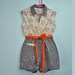 40s little GIRL / Boy PLAYSUIT romper shorts w/ whimsical bicycle retro print cotton SIZE 3 4 5