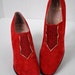 60s shoes Mod chic Dantonio NY RED suede LEATHER dress shoes pumps heels gold detail size 8 N
