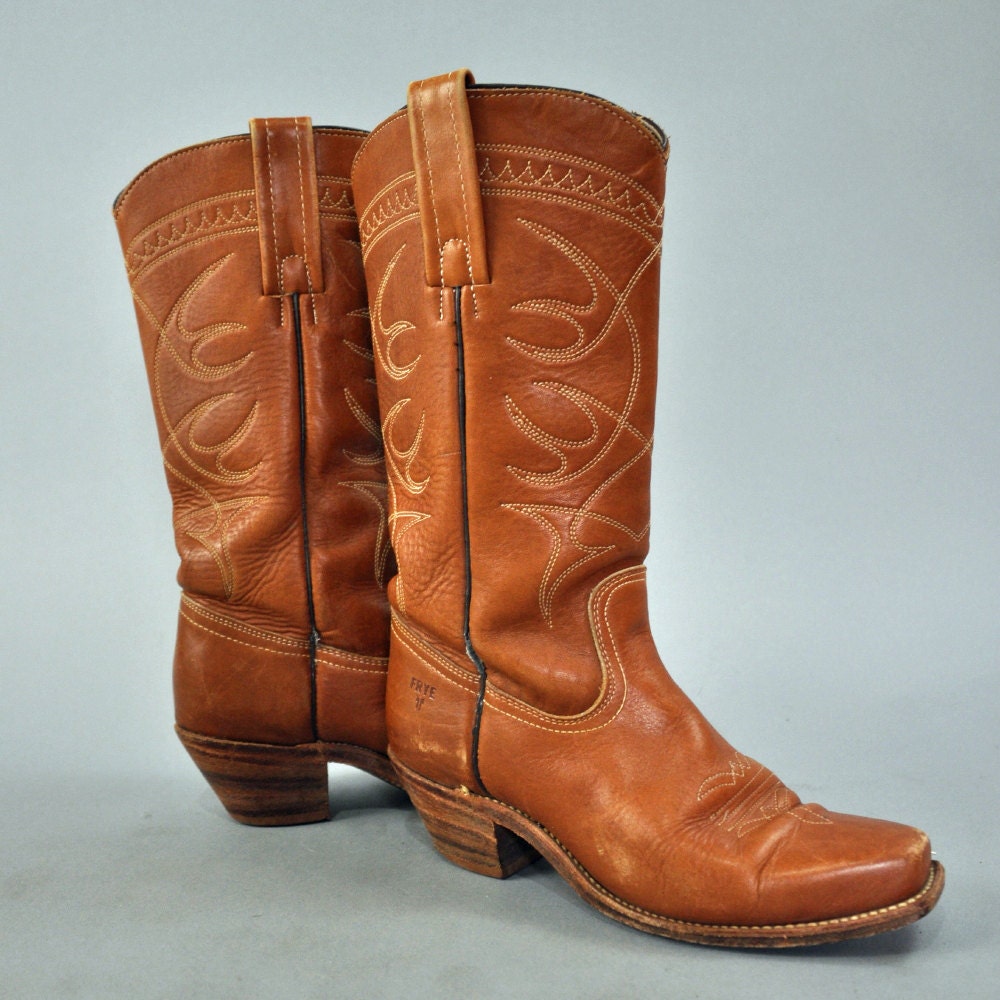 70s FRYE BOOTS womens vintage square toes dingo boots