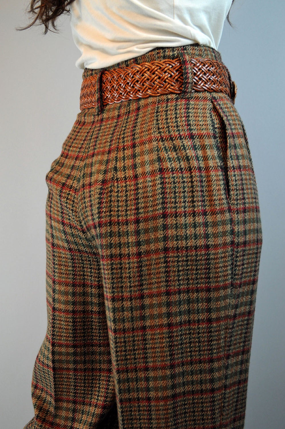 high waisted plaid pants