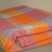 vintage bedspread orange tangerine raspberry pink blue