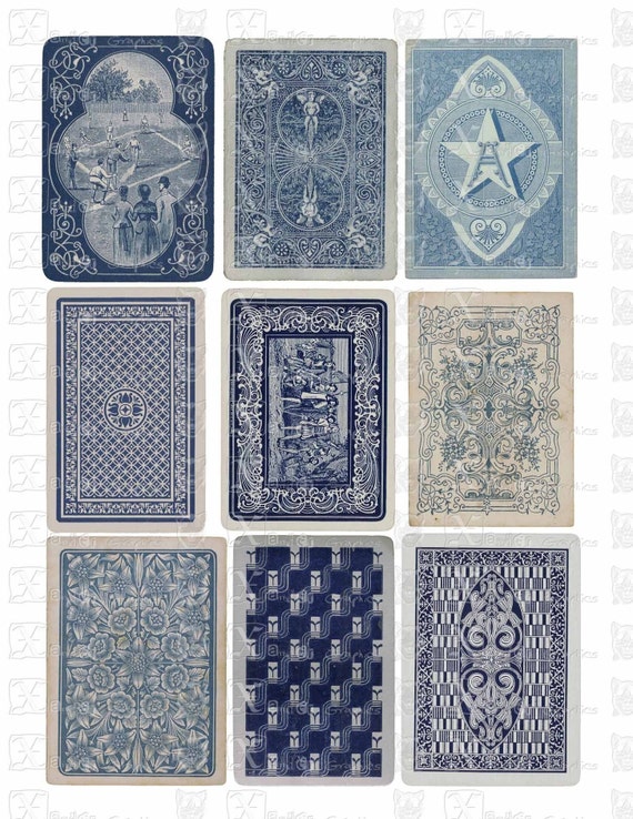 Items similar to Vintage Playing Cards BLUE Backs INSTANT DOWNLOAD