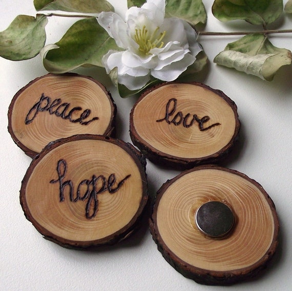 Wood Magnets Wood Burned Eco-friendly And Rustic Spruce Wood