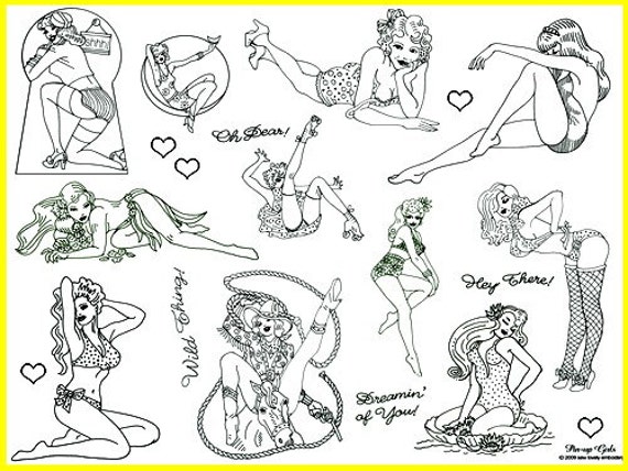 Pin Up Pattern Free | pin up girls original hand embroidery iron on sheet Pin Up Pattern Free | pin up girls original hand embroidery iron on sheet