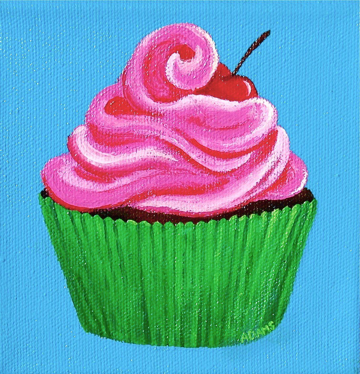 PRINT of Original Cupcake Acrylic Painting