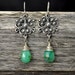 Chrysoprase Green Silver Filigree Earrings