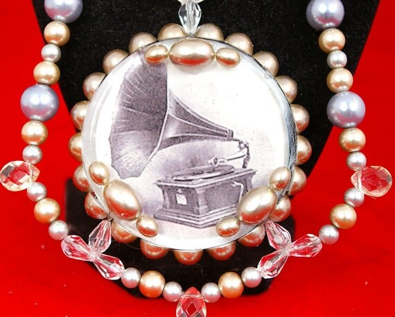 On Sale Today Retro Victrola necklace resin by whiskeydarling