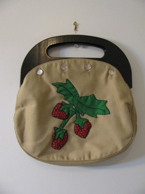 vintage 80s Bermuda Bag Wood Handles by HaywoodCreekVintage