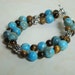 Turquoise Bracelet - Jasper and Tiger Eye Beaded Bracelet - Sterling Silver