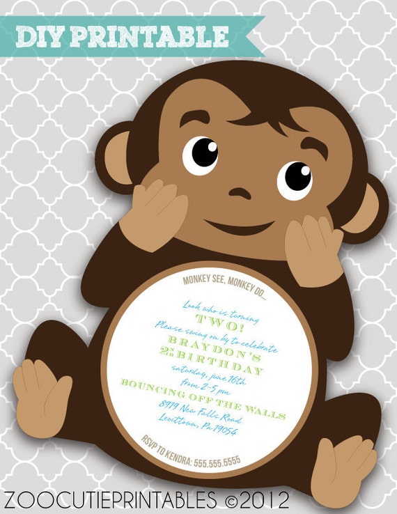 Items similar to DIY Monkey Invitations on Etsy