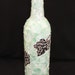 Mosaic Wine Bottle Stained Glass Grape Vine Leaves Green Purple
