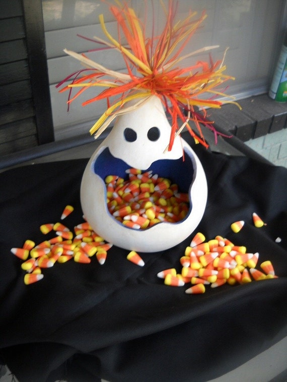 little gourd halloween ghost candy dish or by GirlWithAGourd