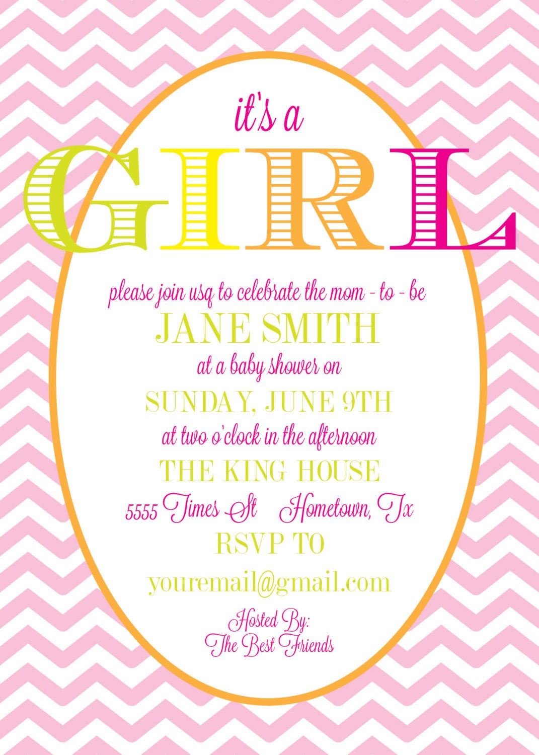 Baby Shower Invitation Baby Girl by stellajenn on Etsy