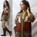 Vintage INDIAN southwestern NATIVE AMERICAN orange Sweater white brown M 70's