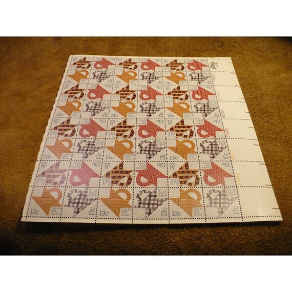 1978 American Folk Art Series Quilts 13 Cent Vintage US