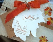 FALLING IN LOVE Hand Cut Autumn Leaf Wedding Invitation - Sample