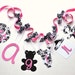 Damask baby shower decorations fancy pink and black it's a girl banner with bows by ParkersPrints on Etsy