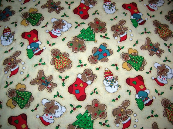 TOSSED GINGERBREAD Noel Fabrics Sold in 1 Yard by StashedStuff