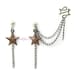 Antique Bronze Star Double Chain Cuff Earring