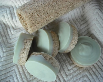 Peppermint / Tea Tree Loofah Foot Soap / Scrub Soap / Cold Process Soap / Goats Milk Soap / Includes Cotton foot stamped drawstring bag