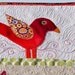 MarveLes BIRD in the VELVET Original Art Quilt Coral Velvet Green Linen
