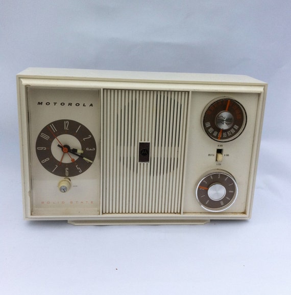 Vintage Motorola alarm clock radio. White/Off by AllisonKapner