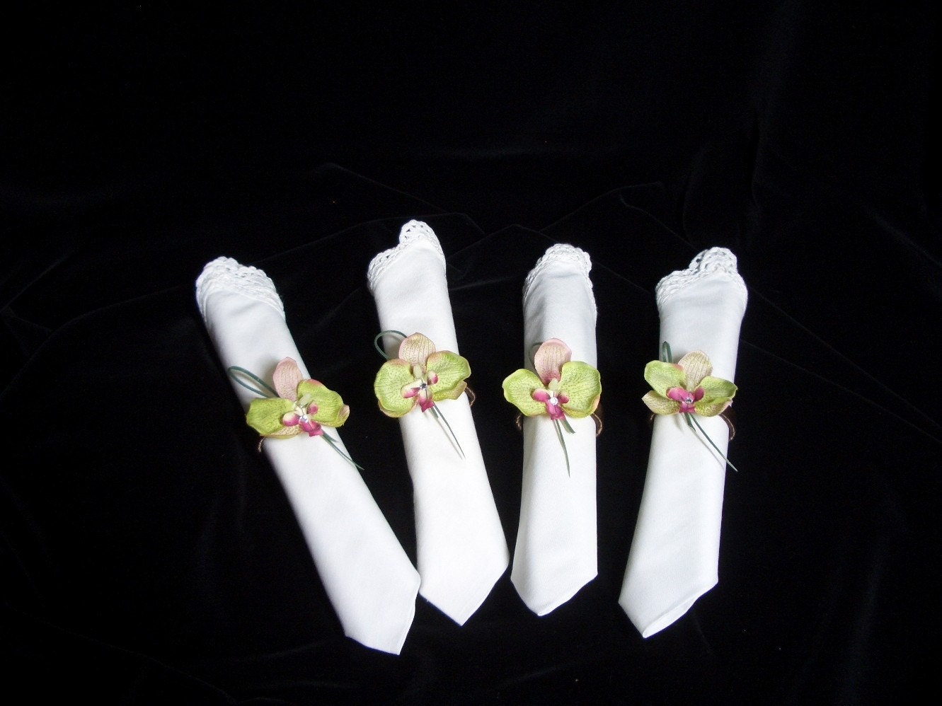 Orchid Napkin Rings Silk Flower Napkin Rings by FlowersForThought