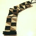 Beaded Band . Geometry Series in Triangles . Black,Copper,Ivory . Beadweaving Bracelet