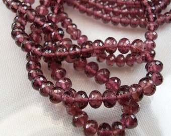 Rhodolite Garnet Rondelles AAA Micro Faceted Rubilite Garnet Gemstone Beads, 3-5mm 8 inches