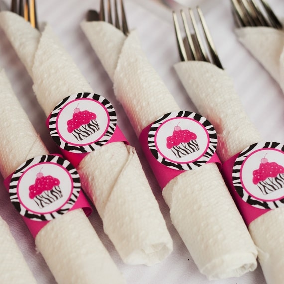 Items similar to Napkin Rings - Silverware Wraps - Cupcake ...