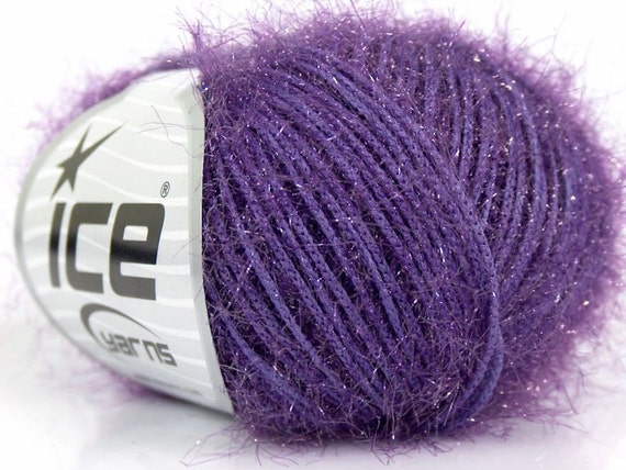 sparkle ice yarn lurex purple sparkly fuzzy soft 50gr 1 skein