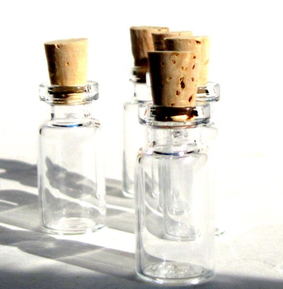 10 Clear Glass Bottles with Real Cork Stopper small vials or