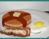 Wool Felt Play Food for Kids - Breakfast Pancakes, Egg and Bacon - Waldorf Accessory for Imaginative Play