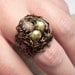 Vintaj Brass & Czech Glass Wire Wrapped Adjustable Bird Nest Ring