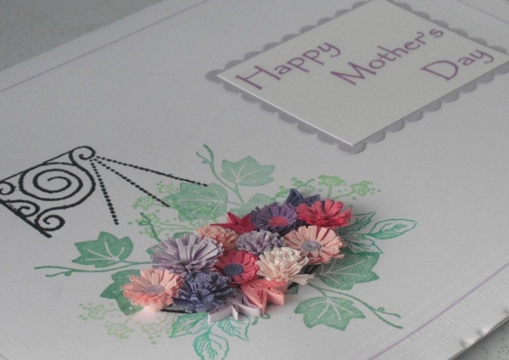 Handmade Quilled Mothers Day Card With Beautiful Quilling